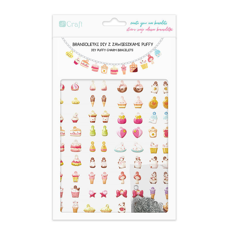 Bransoletki DIY z zawieszkami puffy - sweeties