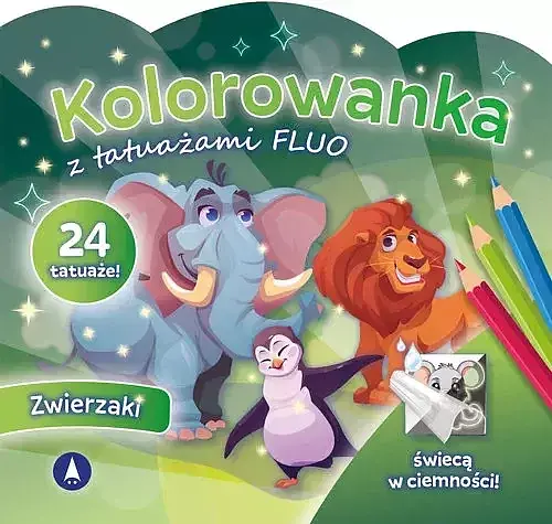 Kolorowanka z tatuażami FLUO Zwierzaki