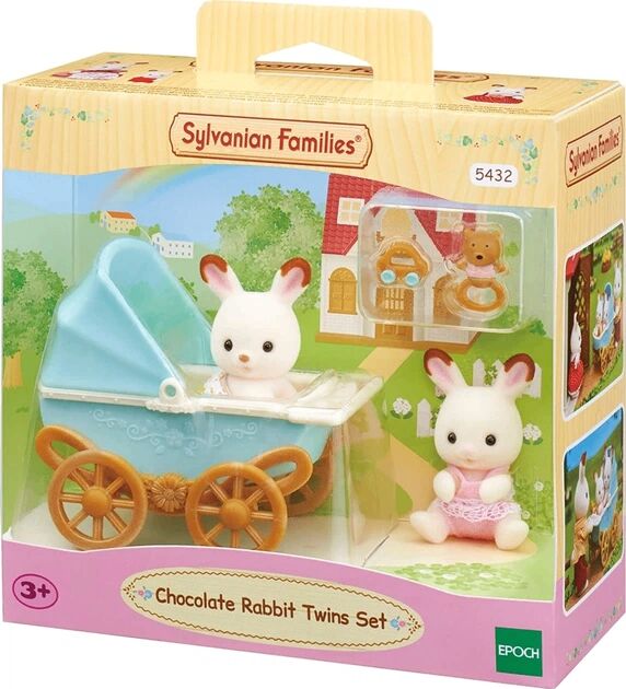 Sylvanian Families Bliźniaki królików z czekoladowymi uszami z wózkiem dziecięcym 5432