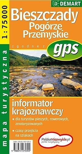 Bieszczady  i pogórze przemyskie mapa turystyczna plastik 1:75 000