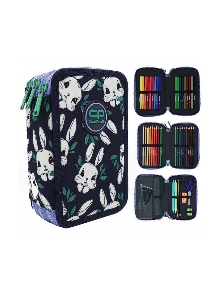 Piórnik 3-komorowy z wyposażeniem coolpack jumper 3 game night bunny land