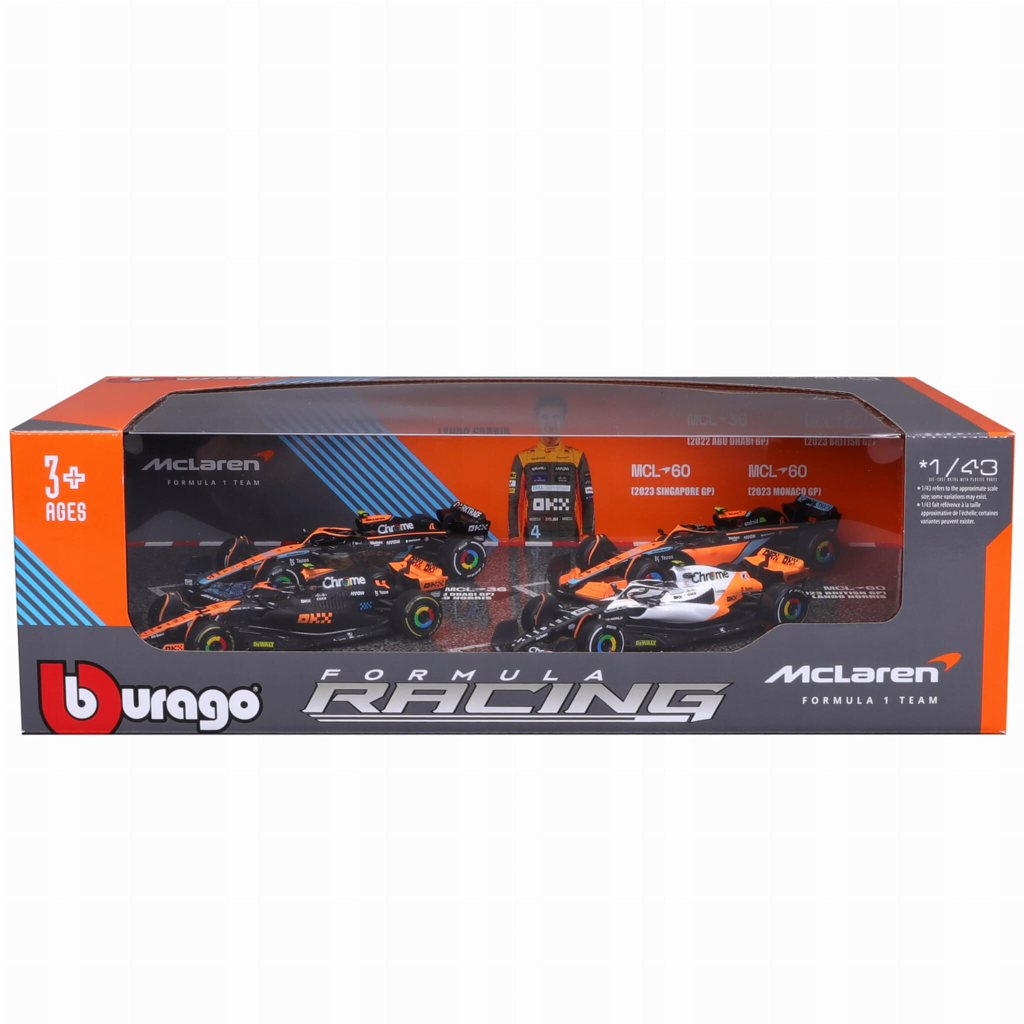 Bburago Model 1:43 zestaw Bolidów F1 #4 Lando Norris Mclaren MCL36 MCL60  18-38096