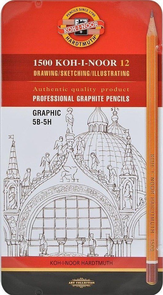 Ołówek koh-i-noor grafitowy 1502/iii graphic 5b-5h komplet 12 sztuk