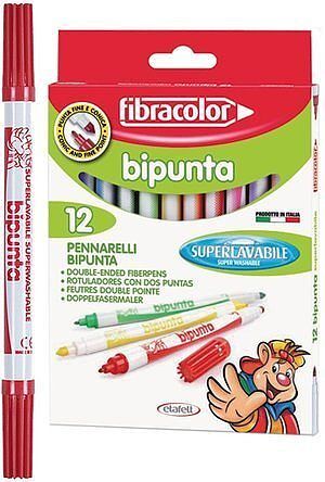 Pisaki dwustronne Bipunta Fibracolor 12 kol.
