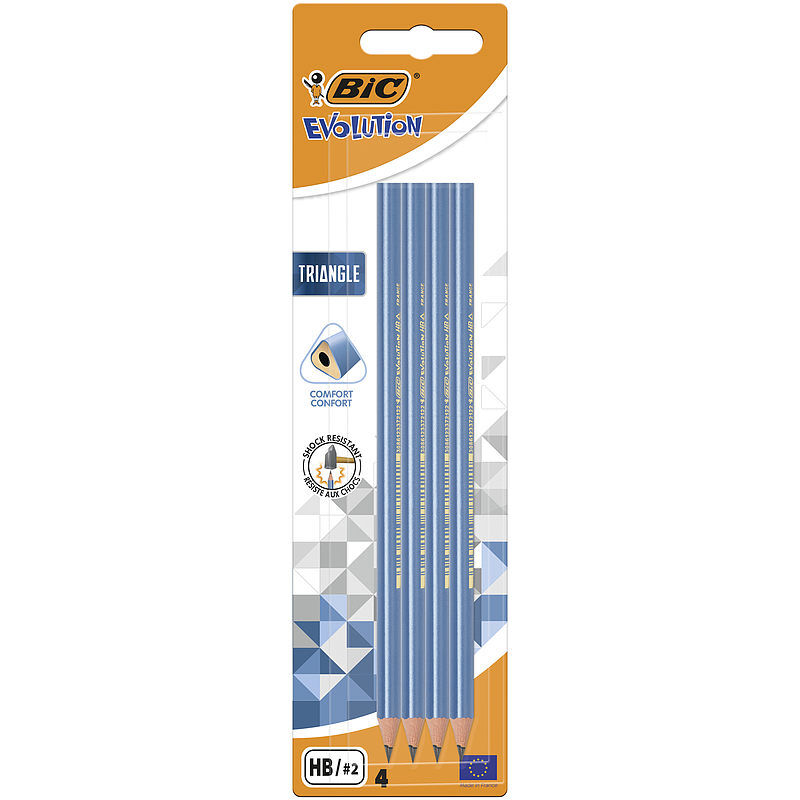 Ołówek trójkątny bez gumki bic evolution triangle blister 4szt