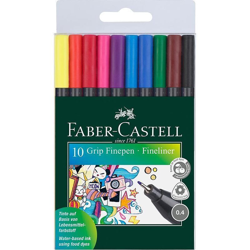 Cienkopisy faber-castell grip 10 kolorów