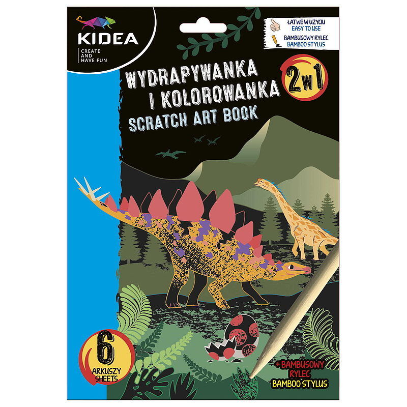 Wydrapywanka i kolorowanka 2w1 kidea dinozaury