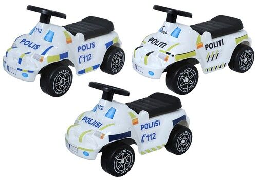 PLASTO Jeździk Policja ciche koła z bagażnikiem otwieranym Do 35 kg