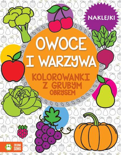 Warzywa i owoce kolorowanki z grubym obrysem