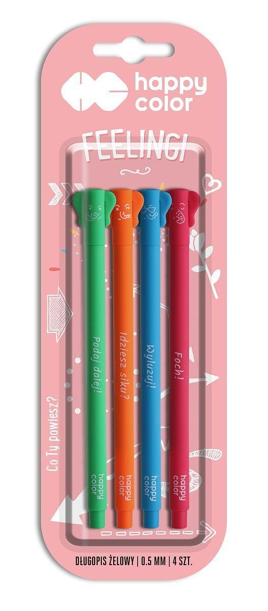 Długopis happy color feelingi elephants 0. 5 mm niebieski 4 sztuki na blistrze