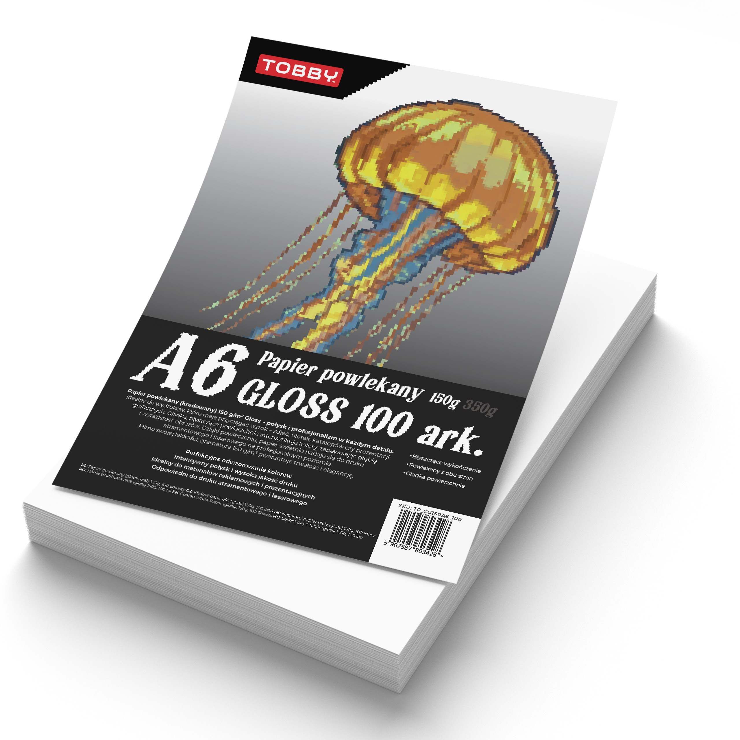 Papier A6 powlekany kredowany gloss 100 ark.150g