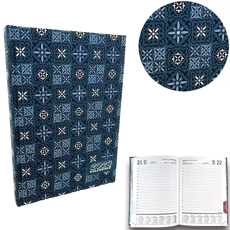 Kalendarz 2024 dzienny sb/nd osobno a5 soft touch lisboa turkus ev230035