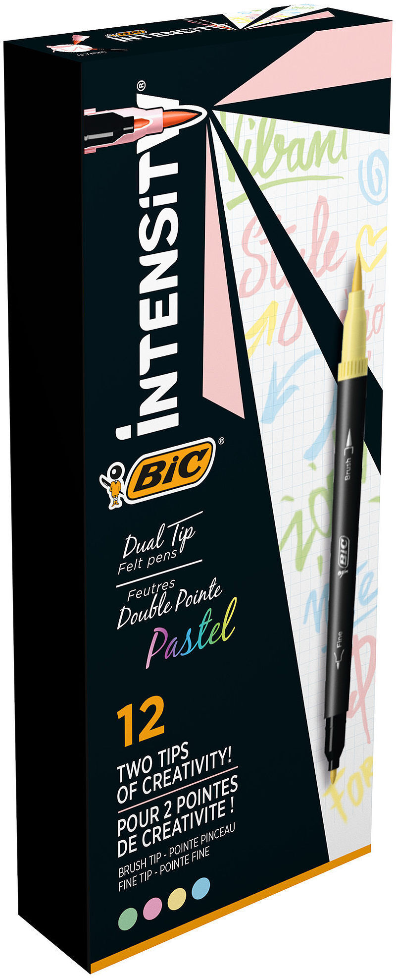Flamastry dwustronne bic intensity dual tip pastel pisak 12 kolorów