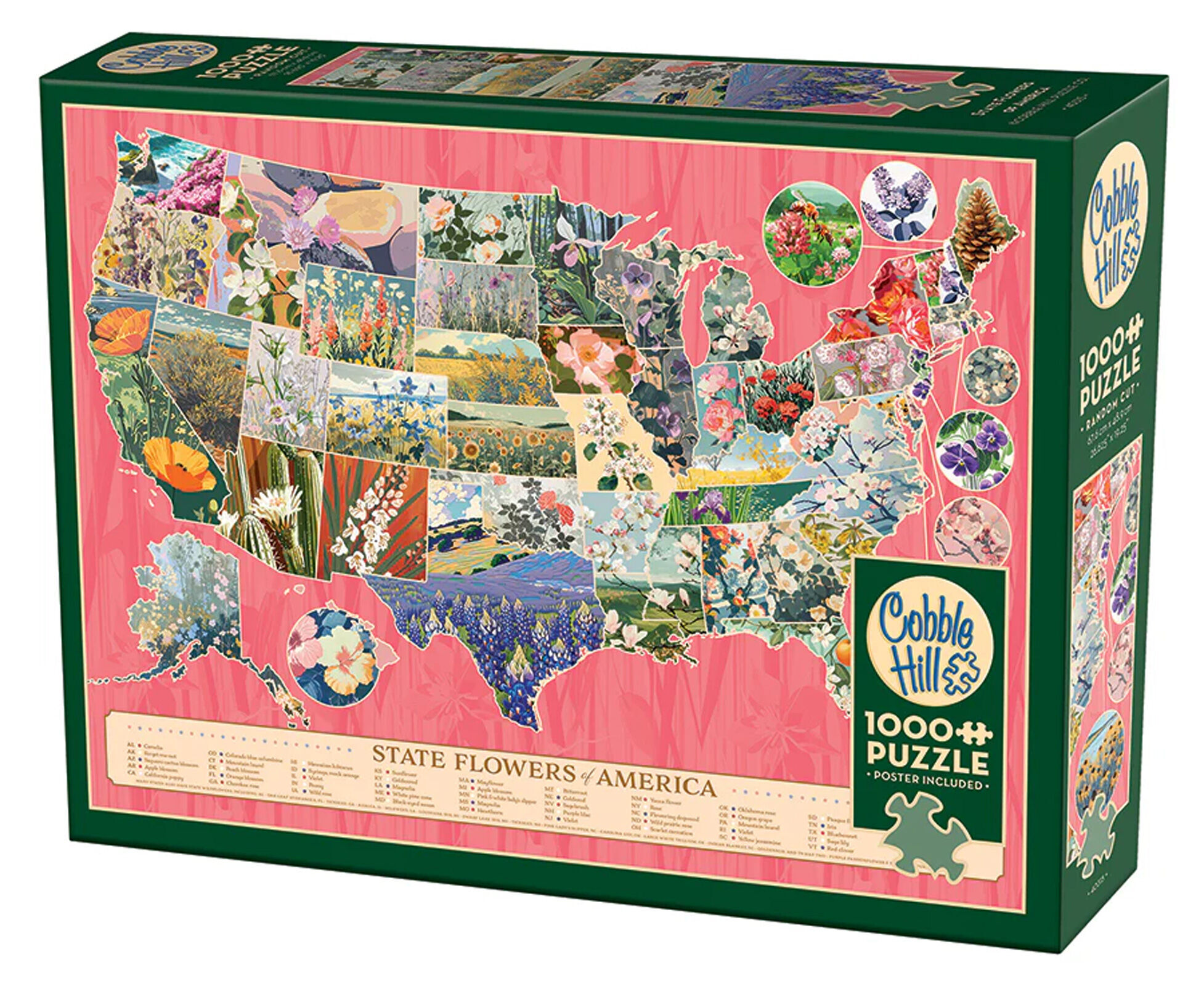 Puzzle 1000 Kwiaty symbole amerykańskich stanów 113527