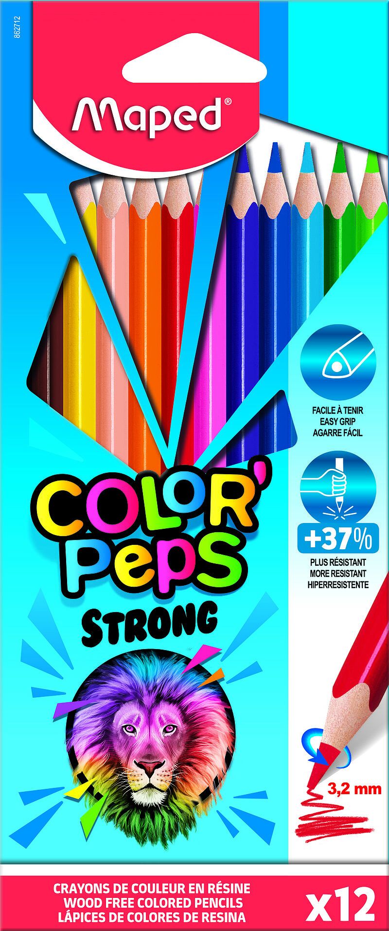 Kredki ołówkowe maped colorpeps strong trójkątne 12 kolorów
