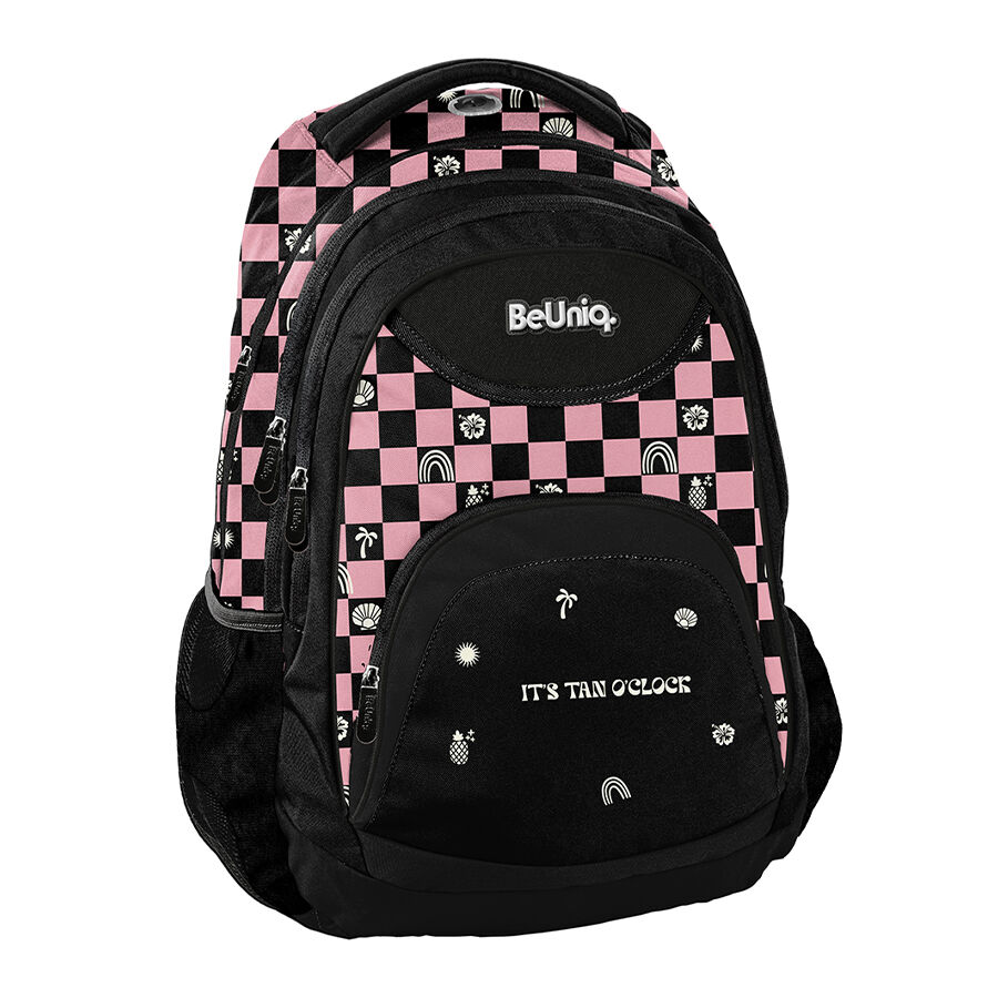 Plecak 3-komorowy Pink kratka-różowa BeUniq BU26SU-2708