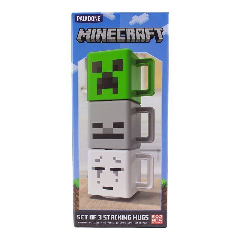 Zestaw trzech kubków minecraft stacking mugs