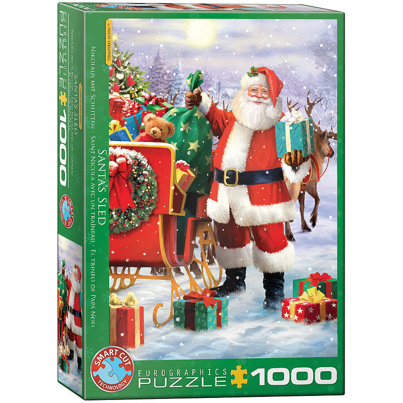 Puzzle 1000 santa with sled by simon tread 6000-5639