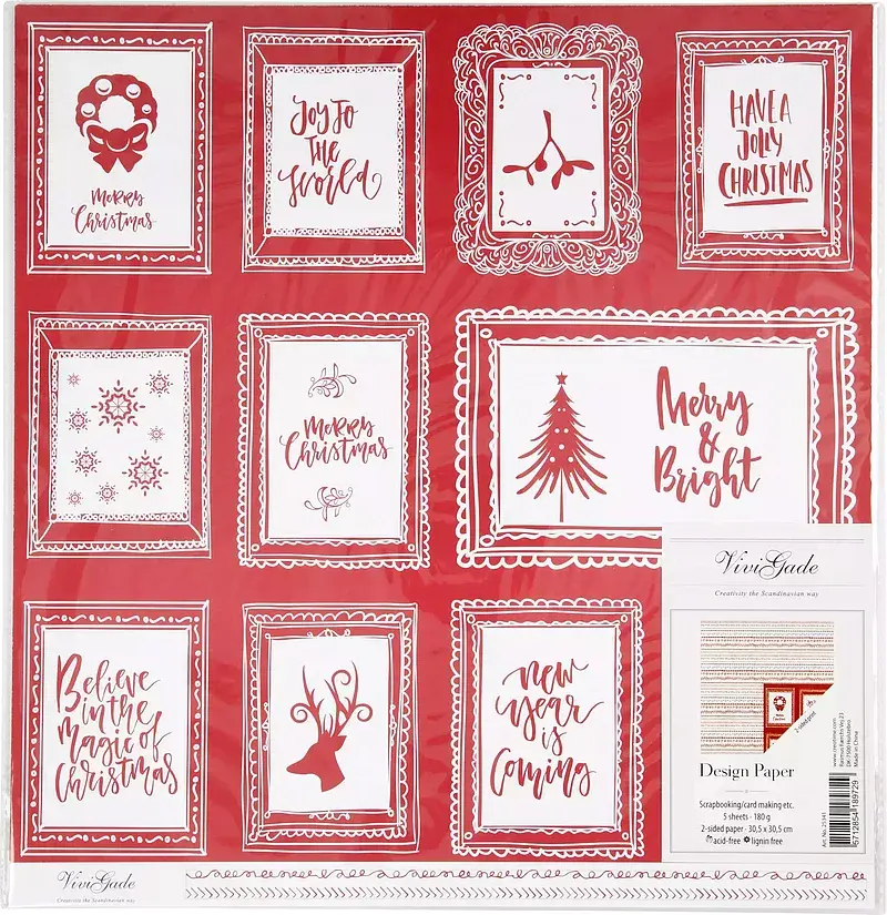 Papier ozdobny doodles and texts scrapbooking 30,5x30,5cm 180g 5 arkuszy edycja limitowana