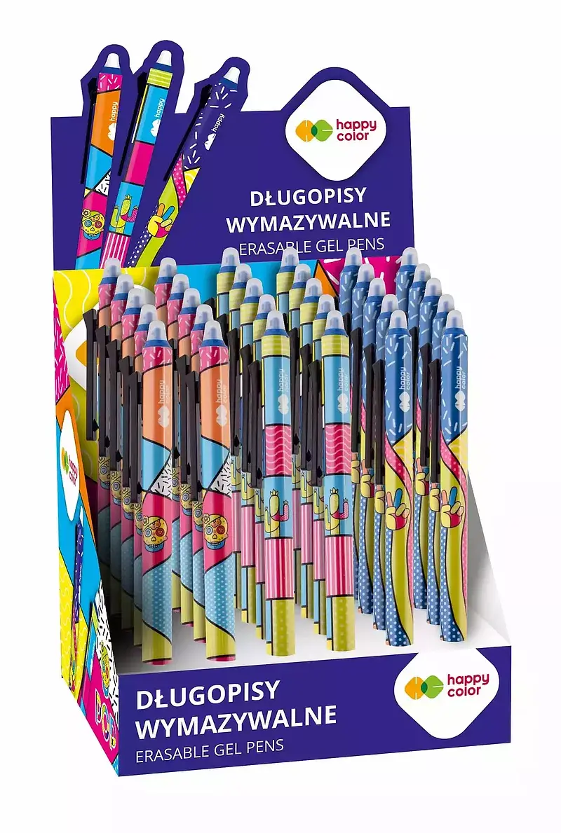 Display długopis wymazywalny automatyczny 0,5 mm niebieski happy color 30 szt