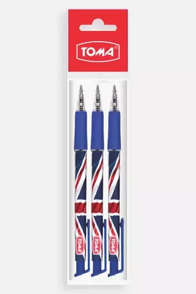Długopis automatyczny great britain medium niebieski 3 szt. + pióro kulkowe niebieskie