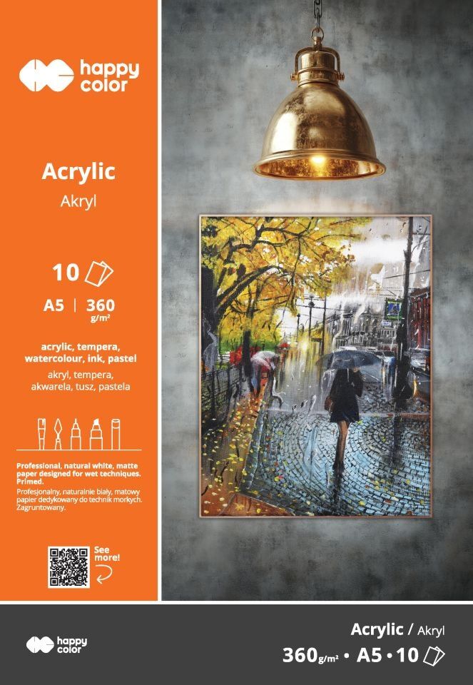 Blok do akrylu Art. A5 360g. 10ark.  Happy Color