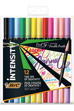 Flamastry dwustronne bic intensity dual tip classic pastel 12 kolorów