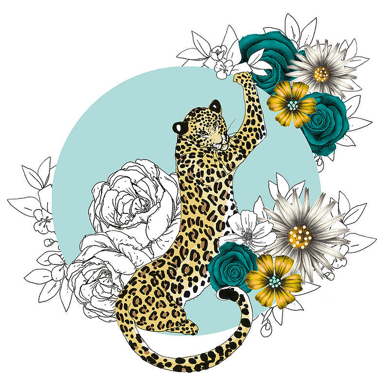 Karnet swarovski kwadrat cl1424 gepard kwiaty