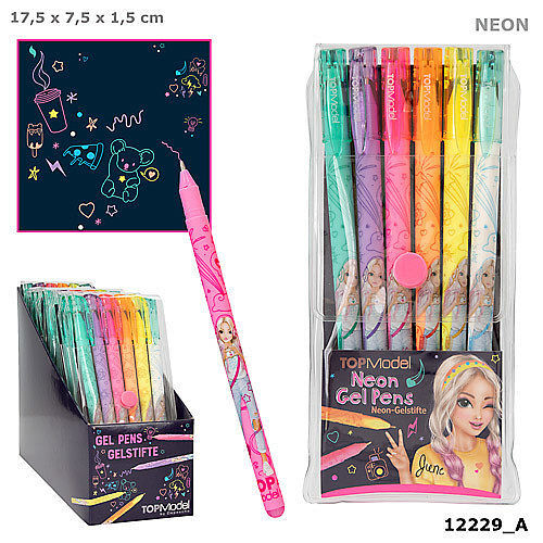 Długopisy żelowe neon top model 6 kolorów 12229a