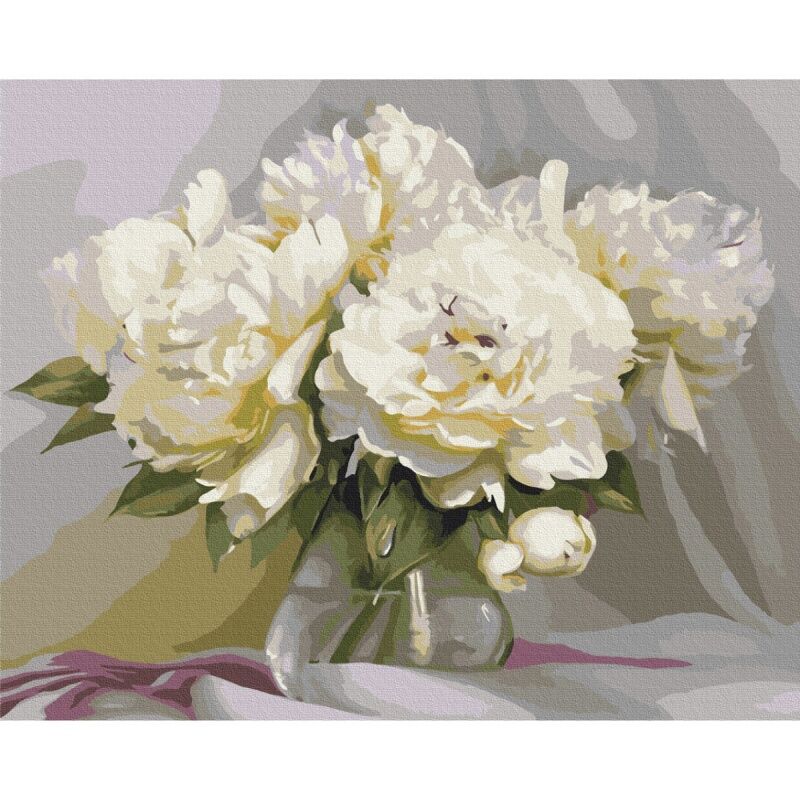 Malowanie po numerach BRUSHME 40x50cm Wyśmienita delikatność Piwonii