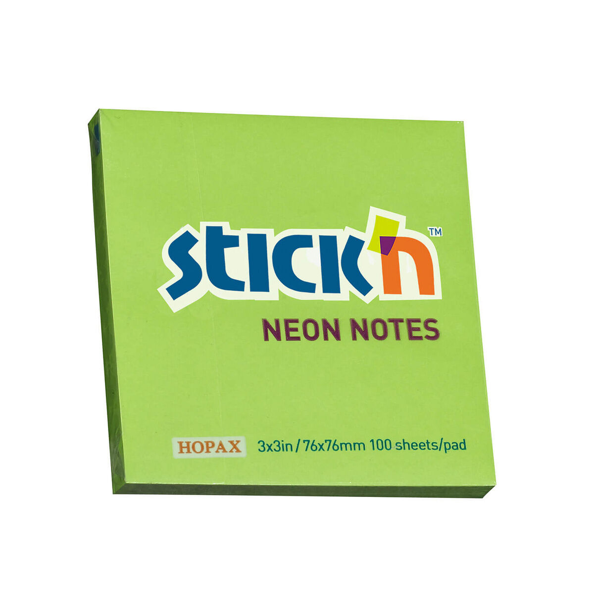 Notes samoprzylepny 76x76 mm zielony neon 100 kartek