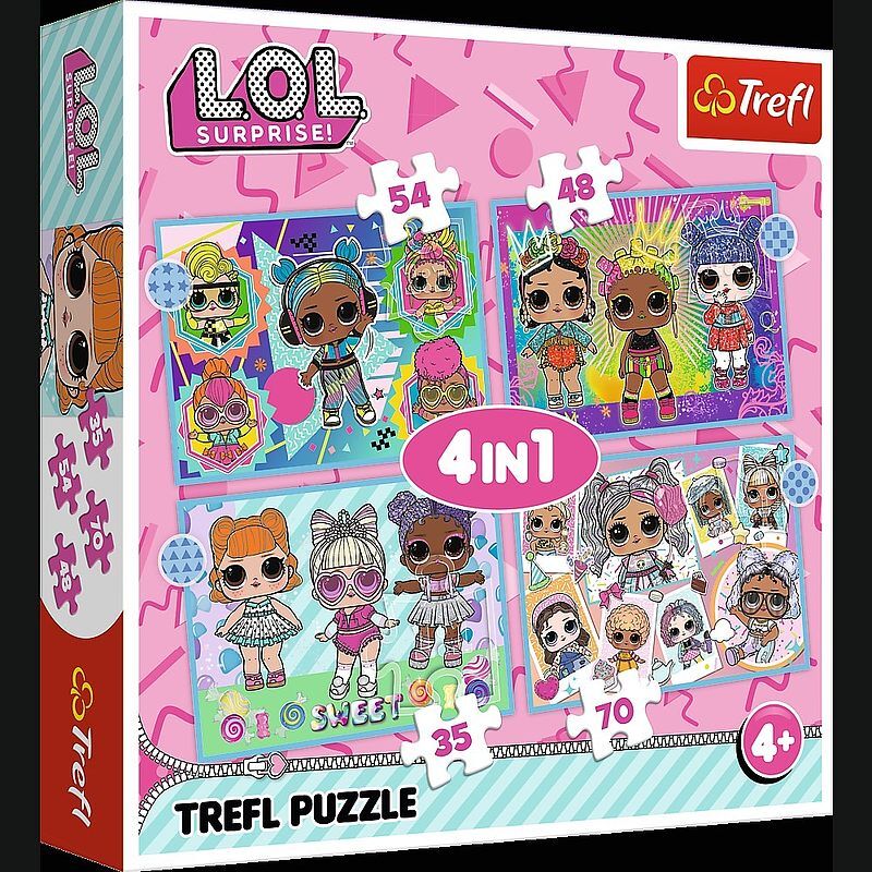 Trefl puzzle 4w1 Poznaj laleczki LOL Surprise MGA