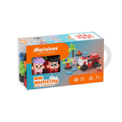Marioinex Klocki Mini Waffle Wóz Strażacki 80 elementów