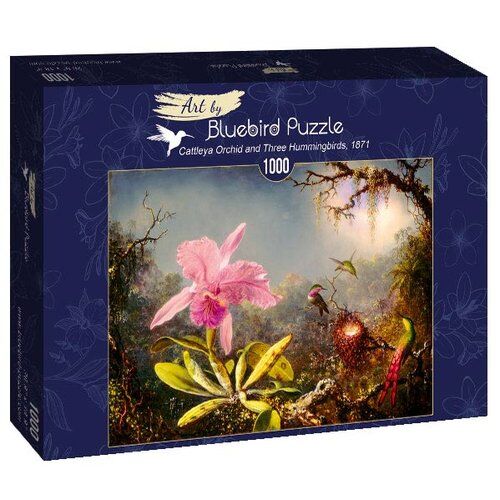 Puzzle 100 Orchidea Cattleya i trzy kolibry, Martin Johnson Heade, 1871