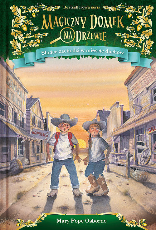 Magiczny domek na drzewie Słońce zachodzi w mieście duchów