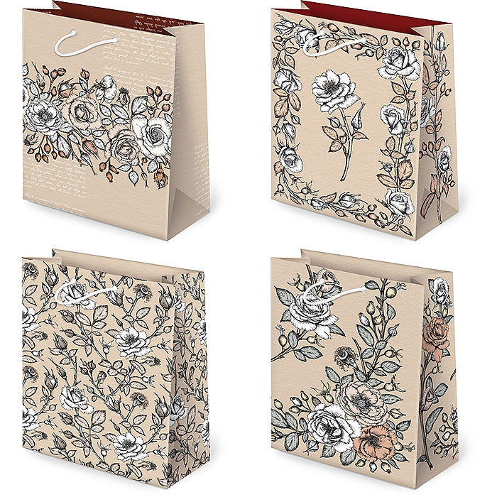 Torebki ozdobne t-2 kraft set 80 kwiaty