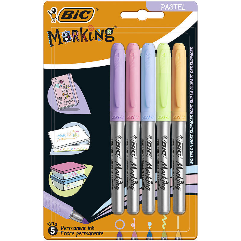 Marker bic marking pastel permamentne blister 5szt
