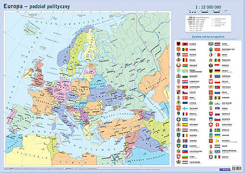 Europa - podział polityczny. Mapa w tubie