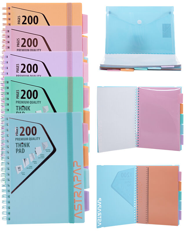 Kołozeszyt A4 PP Pastel Line 200k.kratka 1 szt.mix