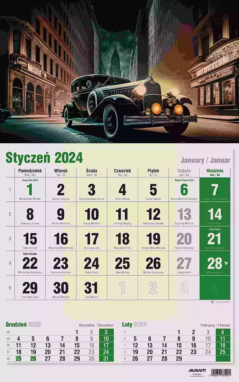Kalendarz 2024 trójdzielny jednodzielny  ktj - eko 1 szt. Mix