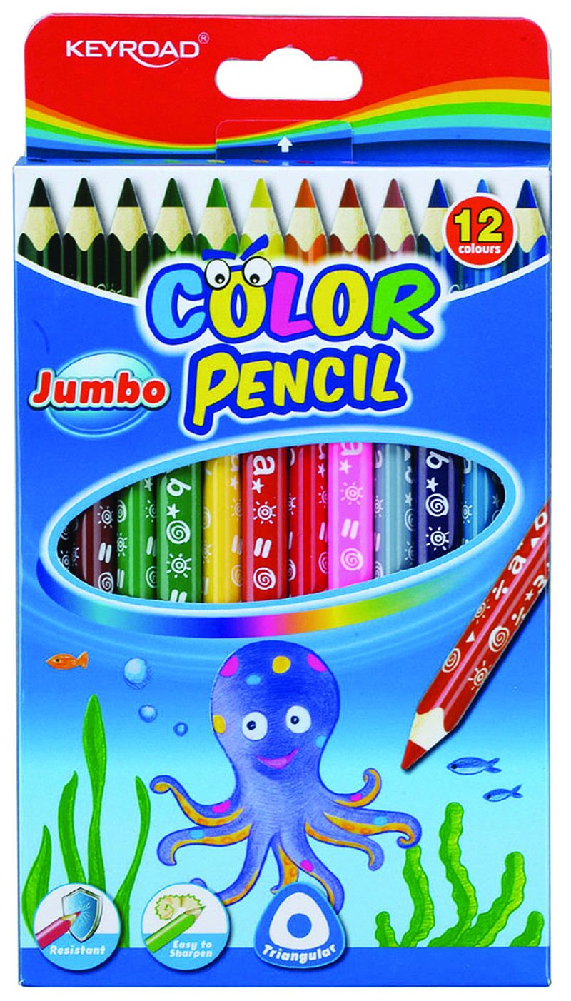 Kredki keyroad jumbo trójkątne 12 kolorów