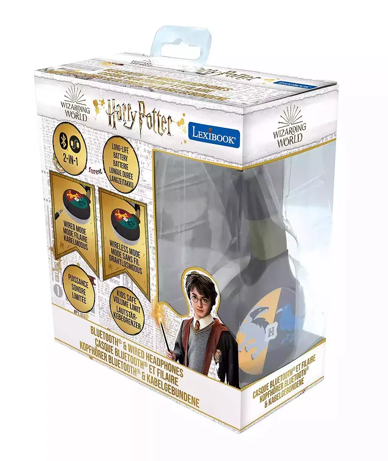Składane słuchawki harry potter 2 w 1 bluetooth i przewodowe z zabezpieczeniem głośności dla dzieci hpbt010hp