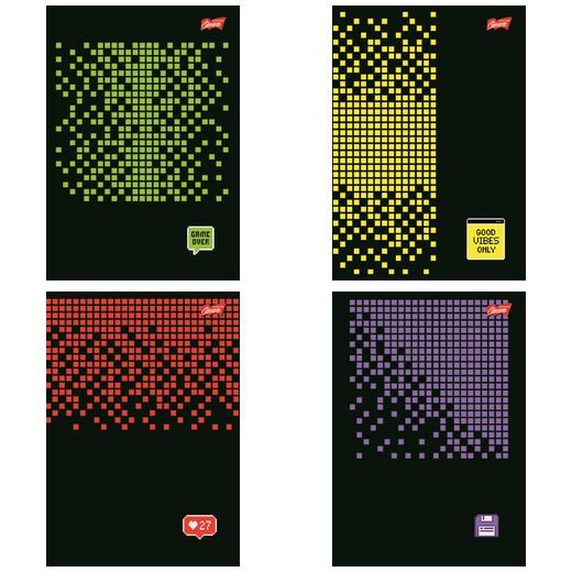 Paczka Zeszyt A5 96k.linia okładka laminowana Pixel Pulse mix 10 sztuk