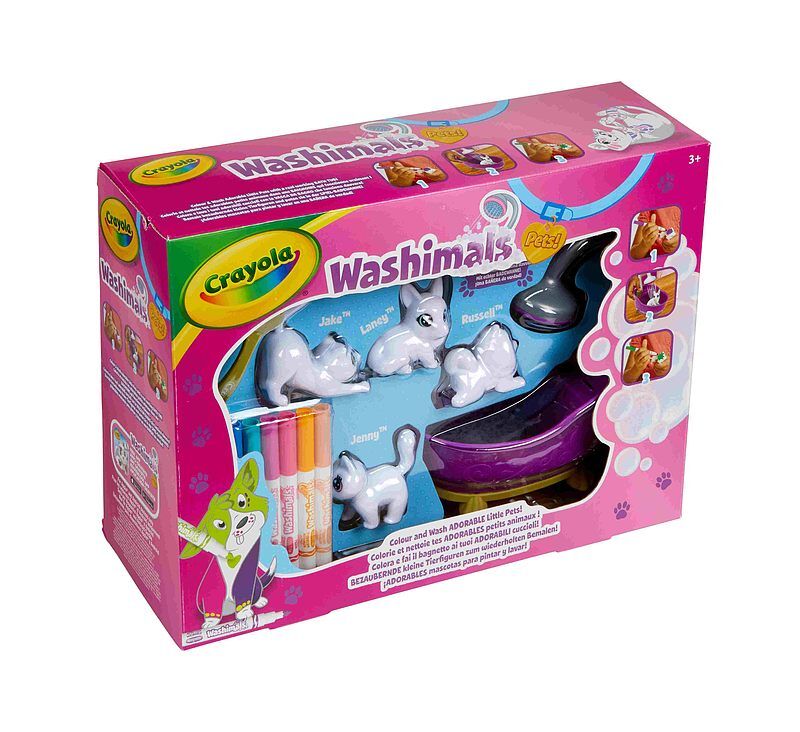 Figurki zwierzątek do kolorowania crayola washimals zestaw z wanną