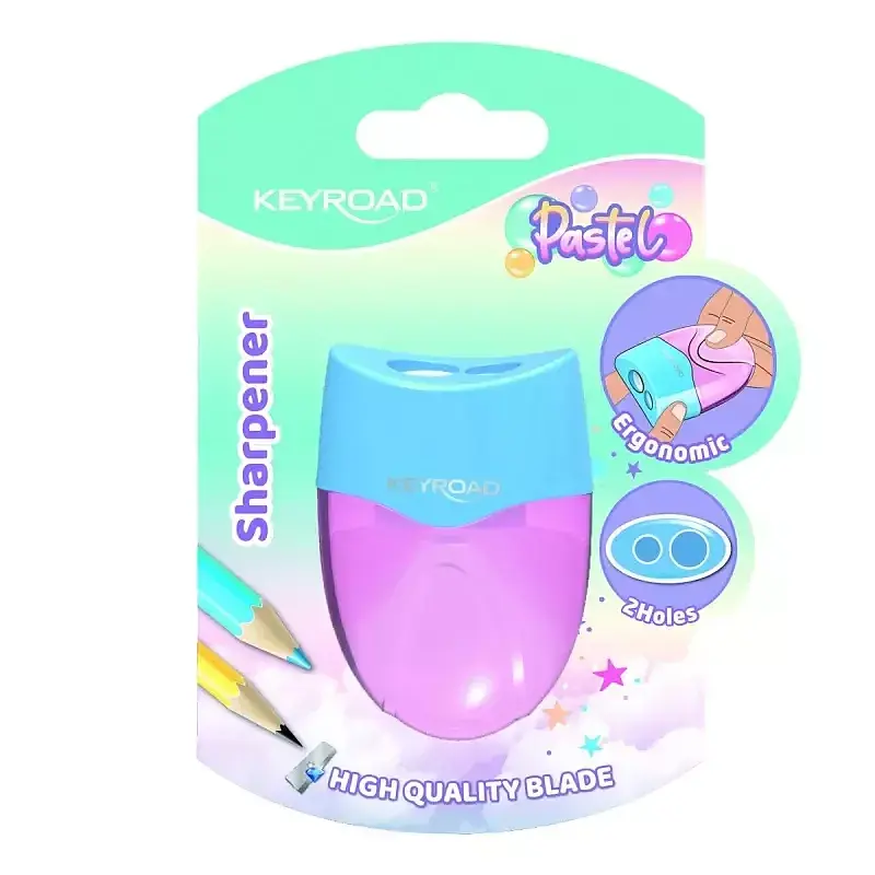 Temperówka plastikowa keyroad pastel podwójna z pojemnikiem
