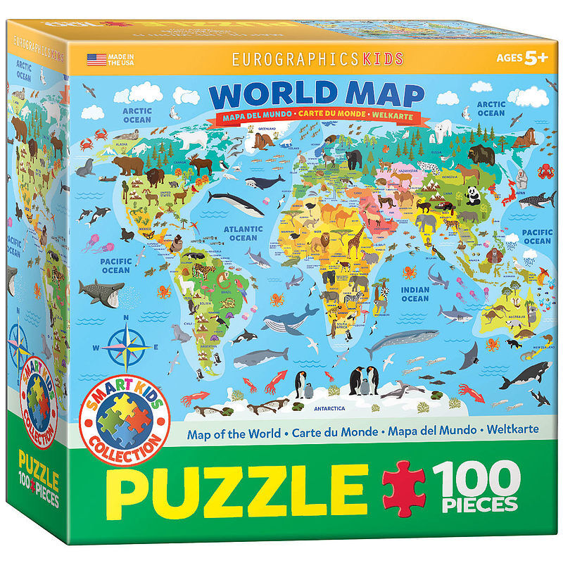 Puzzle 100 smartkids illustrated map of the world 6100-5554