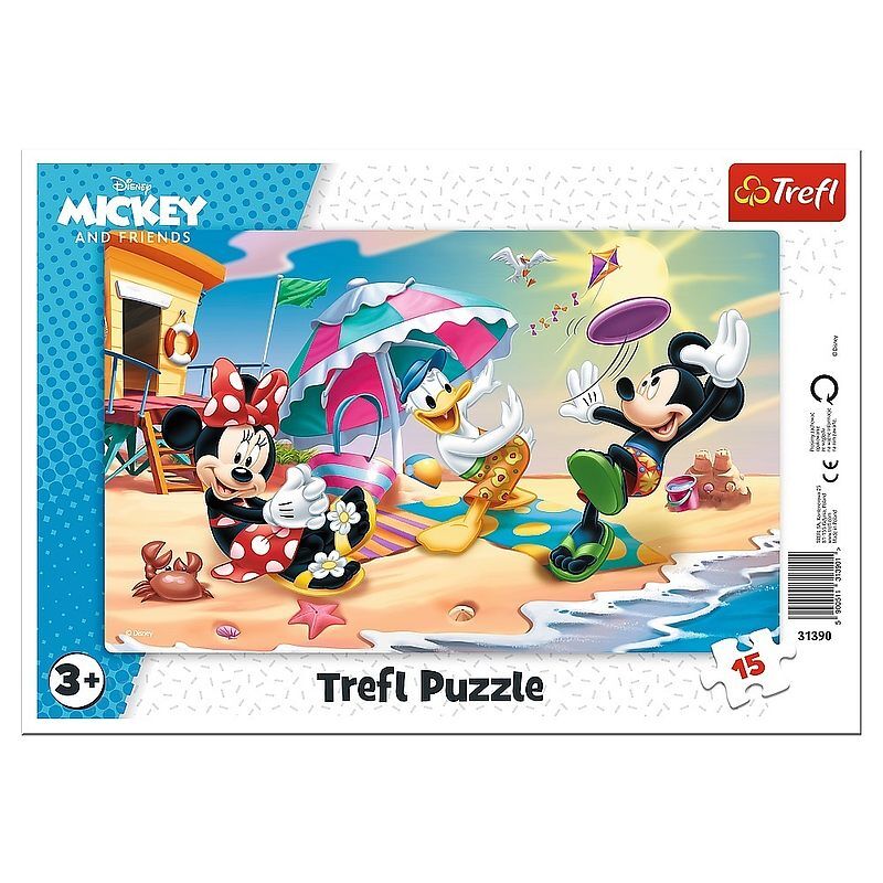 Puzzle 15 ramkowe  zabawy na plaży disney 31390