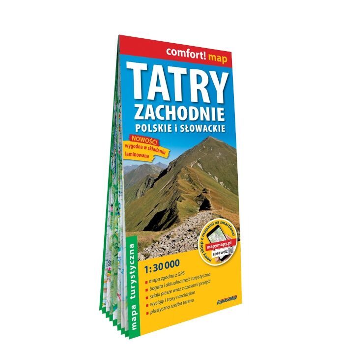 Tatry Zachodnie Słowackie i Polskie mapa turystyczna 1:30 000 laminat 2024