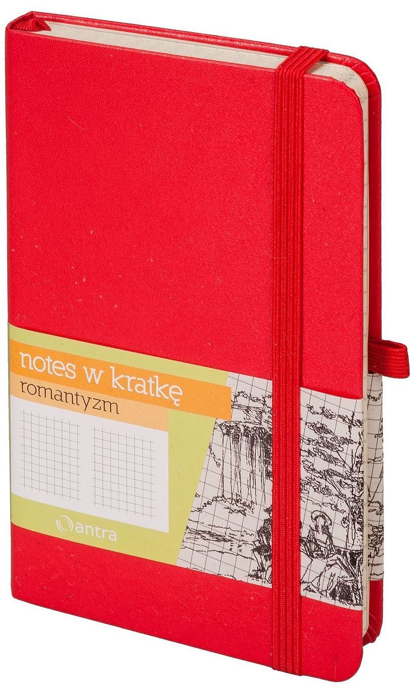 Notes A6 kieszonkowy z gumką Romantyzm kratka czerwony