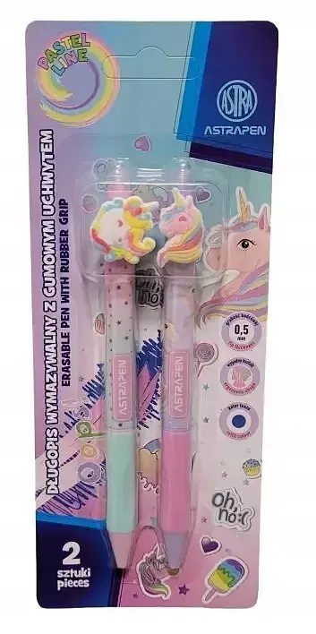 Długopis automatyczny wymazywalny z gumowym uchwytem astrapen unicorn 2 szt